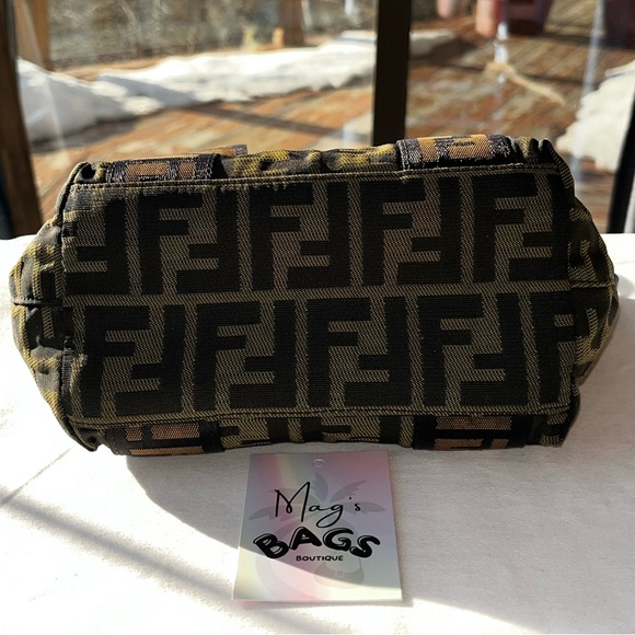 Fendi: Mini Padlock & Key Zucca FF Monogram Nylon Leather Brown Tote Bag *RARE* - Picture 16 of 17